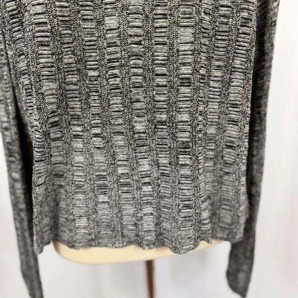 Eileen Fisher Silk Organic Linen Knit Sweater L Black White Textured Boxy Top - Image 8