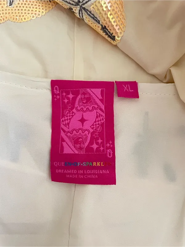 QUEEN OF SPARKLES Sequin Sand Dollar Cotton Tie Tank Top & Shorts Matching Set - Image 6