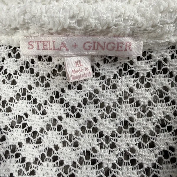 Stella+Ginger‎ Lace Crochet Pointelle Shirt Women XL Cottagecore White Button - Image 3
