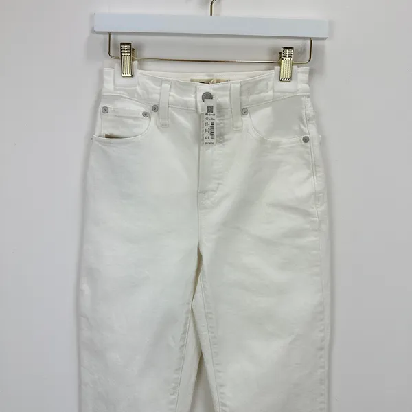 Madewell The Perfect Vintage Jean Tile White High Rise Classic Raw Hem US 23 NWT - Image 14