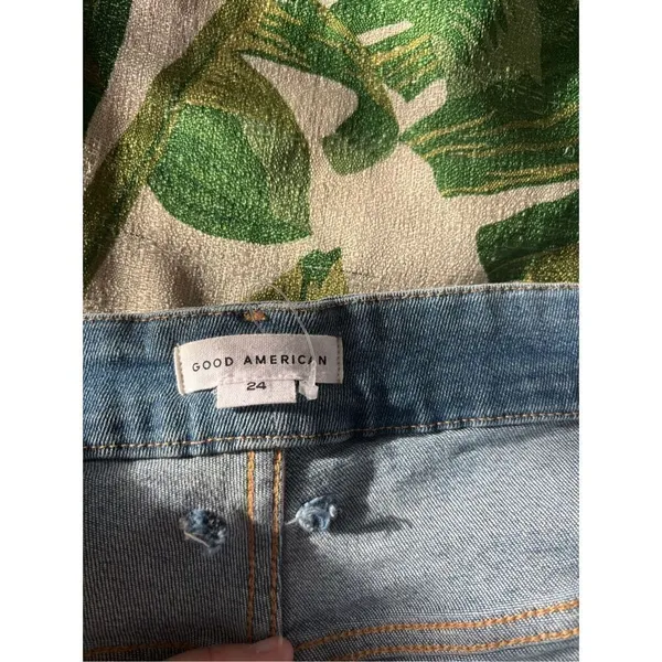 Good American Good Legs Raw Hem Light Wash Skinny Jeans Size 24 - Image 2