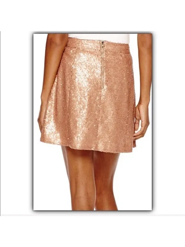 DECREE gorgeous rose gold bronze sequin mini skirt size M - Image 2