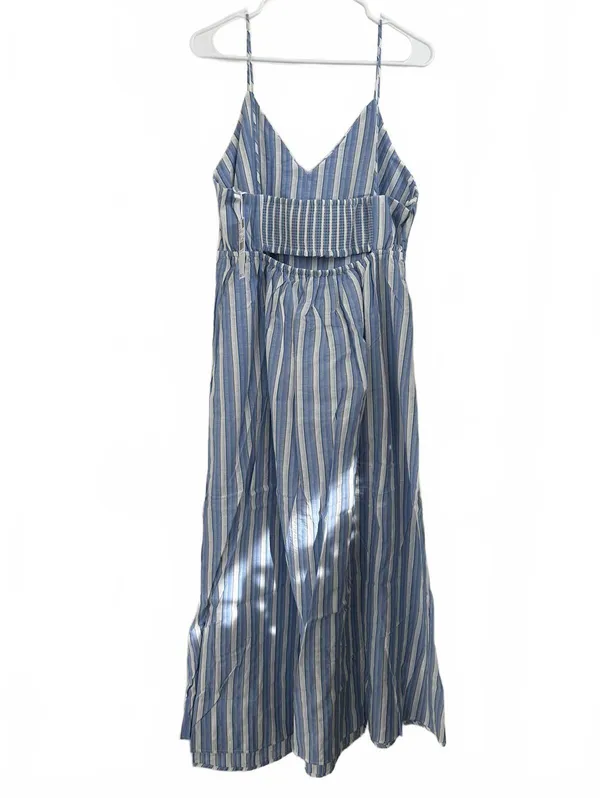 Mango 100% Cotton Cut-Out Back Striped Dress Sky Blue Stripe NWT Size XXL / 12 - Image 2