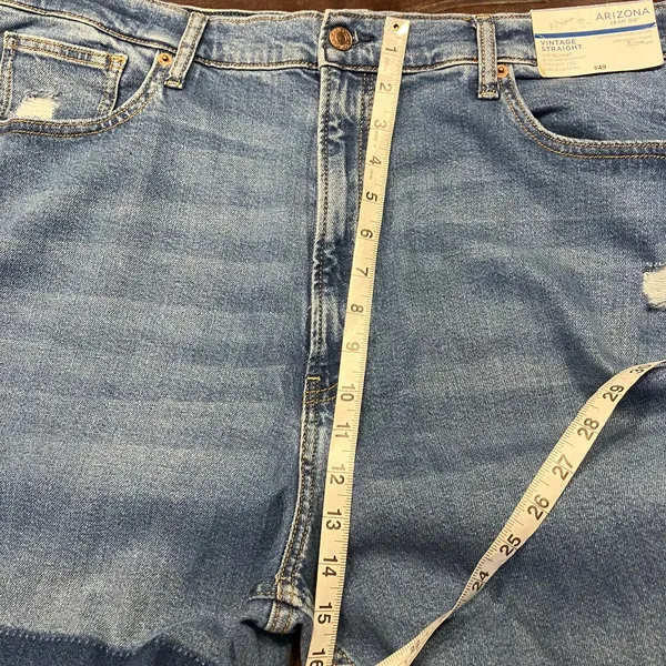 Arizona Jean Co Vintage Straight‎ Patchwork Distressed Jeans 23 New High Rise - Image 14