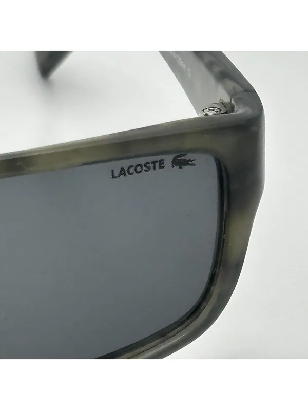Lacoste Gray Rectangular Sunglasses with Dark Lenses - Image 5