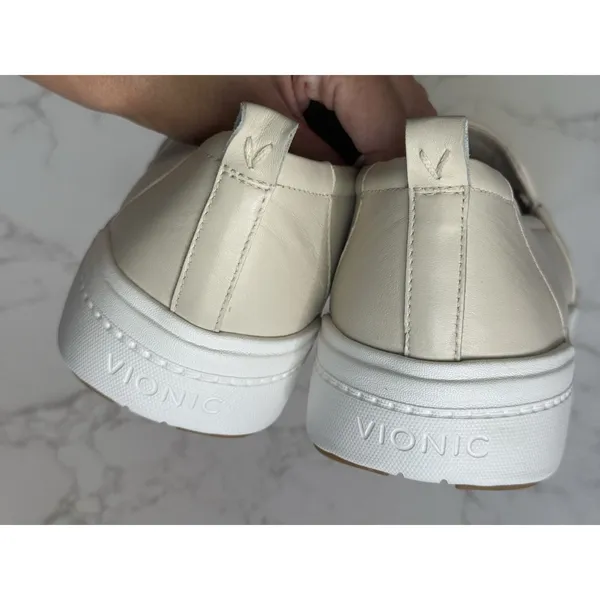 Vionic Carson Slip On Sneaker Womens 11 NWOT Cream Beige Leather Comfort Shoe - Image 12