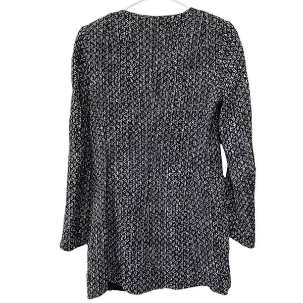 ✨Zara Classic Minimalist Tweed Blue White Zip Up Sz Medium Peacoat✨ - Image 7