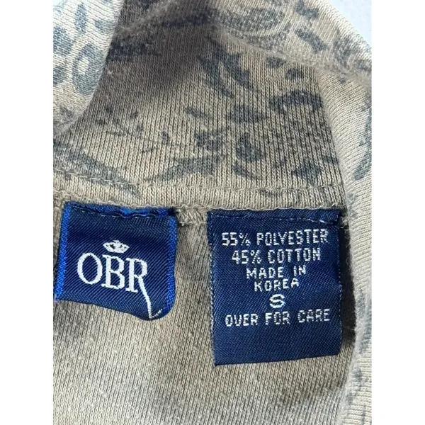 OBR Mock Neck Long‎ Sleeve Floral Button Up Top Small Vintage - Image 8