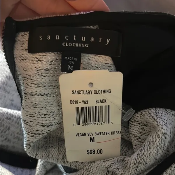 Sanctuary Black and Gray Vegan Sleeve Sweater Dress - Image 2
