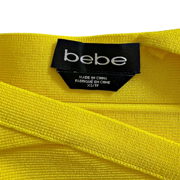 Bebe Lemon Yellow Cutout Bandage Dress Y2K Buttercup Cap Sleeve - Image 5