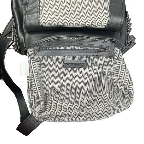 Steve Madden Gray Woven Faux Leather Crossbody Saddle Bag Purse - Image 12
