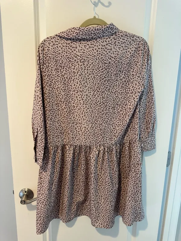 Tuckernuck Hayes Beige & Brown Leopard Print Drop Waist Shirt Dress | XS - Image 5