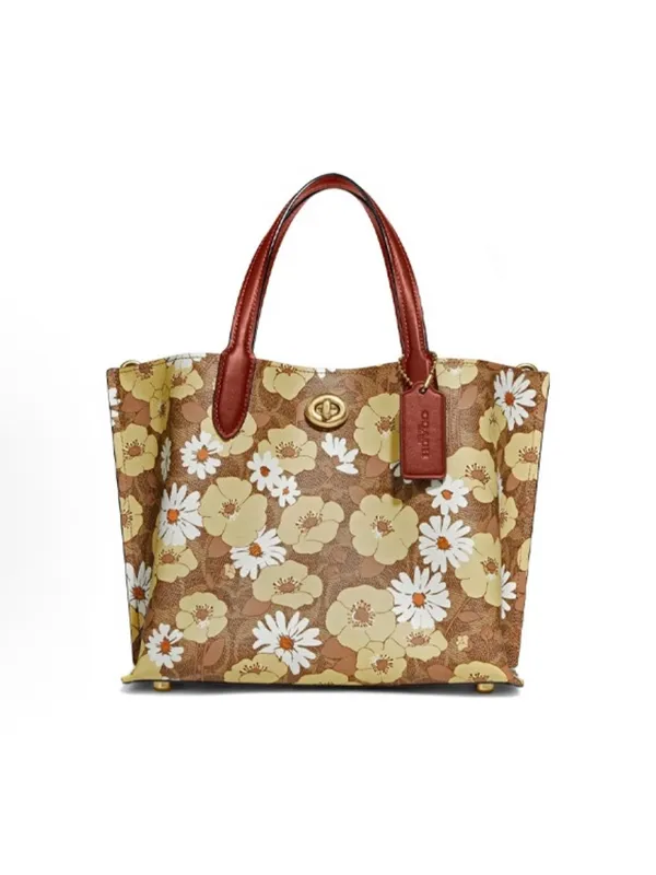 Coach Willow Tote Bag 24 In Signature Canvas With Floral Print NWT，c9721 - Image 3