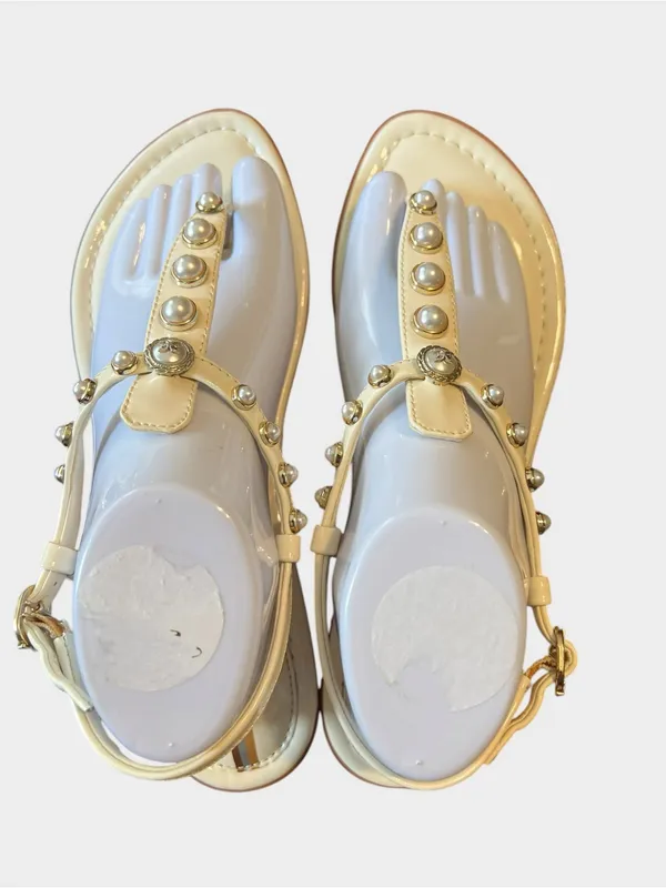 Sam Edelman Gigi Pearl Patent Leather T-Strap Sandals Porcelain Pearl Size 10 - Image 7