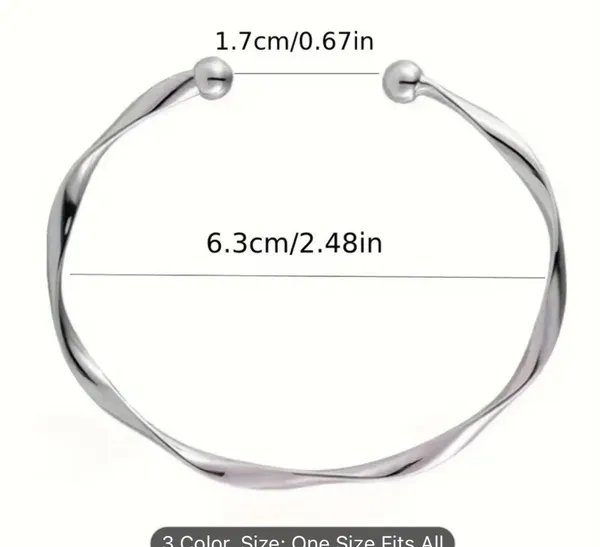 Elegant Twisted Cuff Bangle Adjustable, Simple , Chic Open Design Jewelry Gold - Image 4
