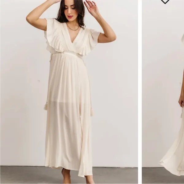 NWT BALTIC BORN IVORY JENNIFER DEEP V-NECK MAXI BOHO DRESS/Maternity SIZE SMALL - Image 5