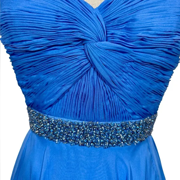 Sherri Hill 50086 Chiffon Beaded Sweetheart Prom Gown Formal Dress Periwinkle - Image 5