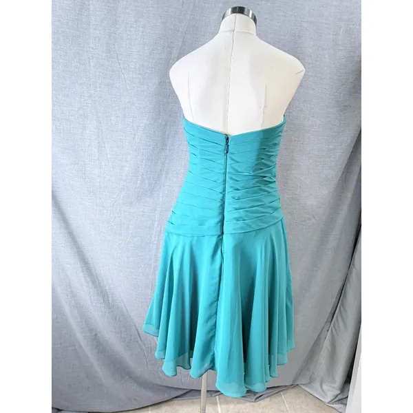 Azazie Teal Strapless Sweetheart Ruched Chiffon Mini Dress Size C‎ - Image 7