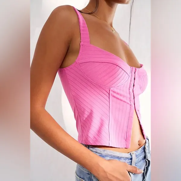 Free People Intimately Serenity Corset Cami Tank Top in Pink Women’s Size Medium - Image 3