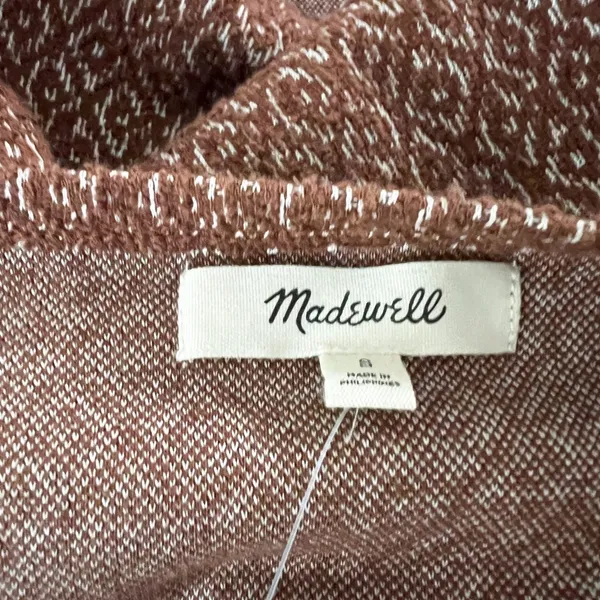 NEW Madewell Jacquard Puff Sleeve Cotton Blend Crop Top Sweater Dark Merlot S - Image 2