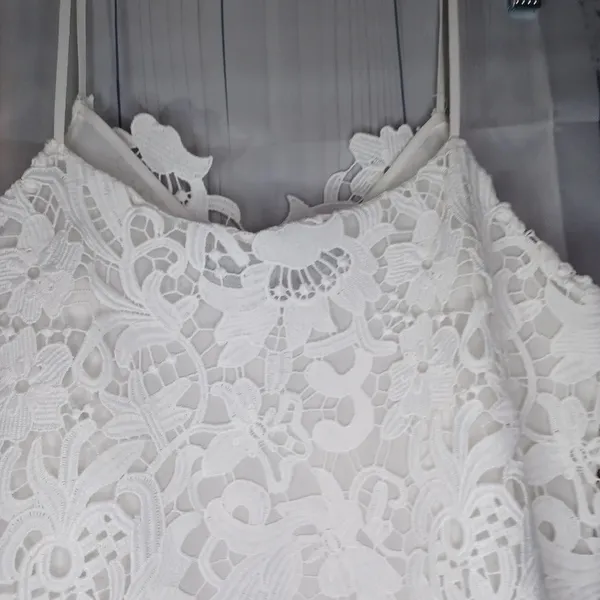 Zara Spaghetti strap white floral lace Boho cottagecore summer vacation dress - Image 9