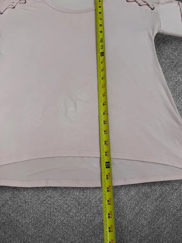 Aeropostale Blush Pink Lace-Up Shoulder Long Sleeve Top Medium - Image 6