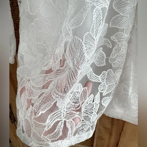 Lulus My Clarity Ivory Mesh Floral Embroidered Romper Bridal Size Medium Lace - Image 8