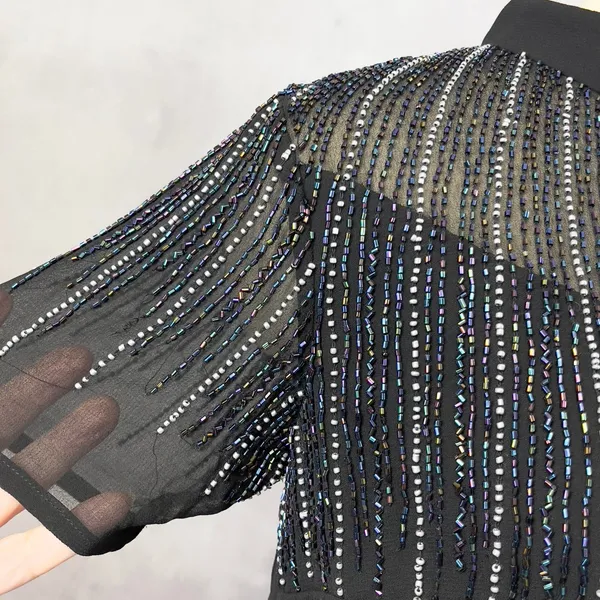 Angie Womens Beaded Top M Glam Evening Cocktail Party‎ Glam Art Deco Holiday - Image 3