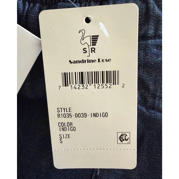 Sandrine Rose NWT Dark Indigo Denim Cargo Crop Pants Drawstring Small - Image 13