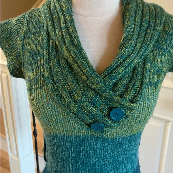 Colorblock Multicolor Green Mod Sweater - Image 2