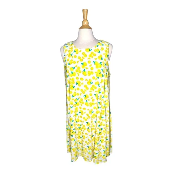 Pappagallo Shift Dress Womens XL Yellow‎ Lemon Print Sleeveless Summer Mini - Image 6