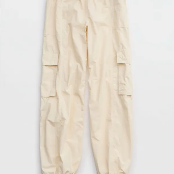 Aerie Cream High Waisted Go-For-It Baggy Cargo Wide Leg Pants Size XS - Image 4