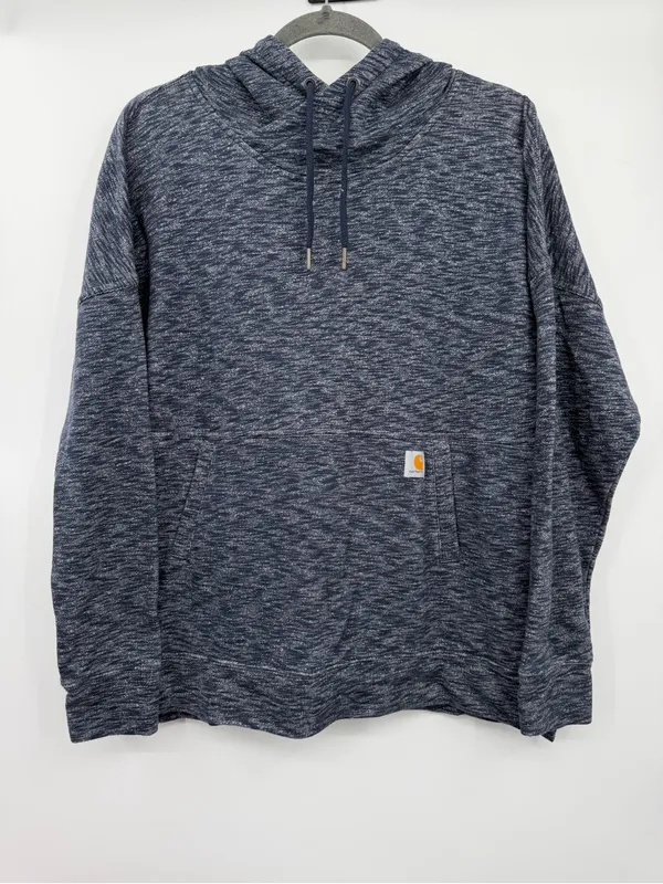 Carhartt Newberry French Terry Hoodie Womens L Navy Relaxed Fit Pullover - Image 2