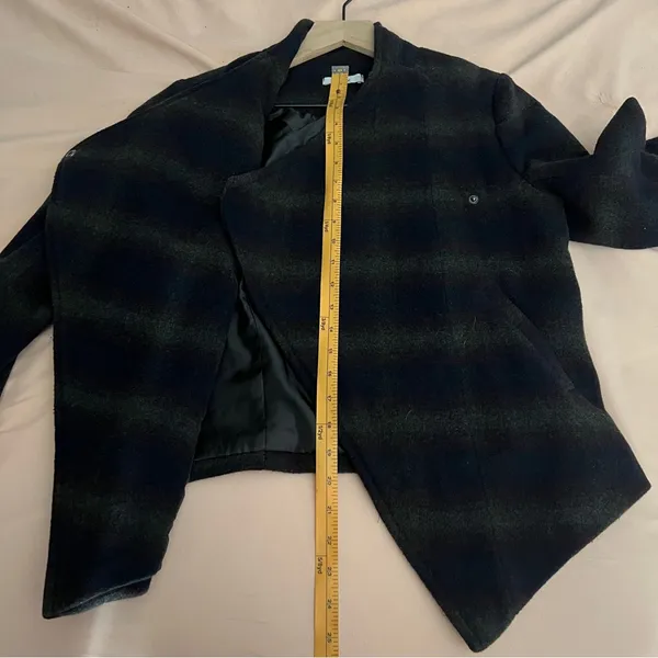DEX Wool Blend Stylish‎ Striped Womens Crossover Asymmetric Hem Jacket Gray Size M - Image 12