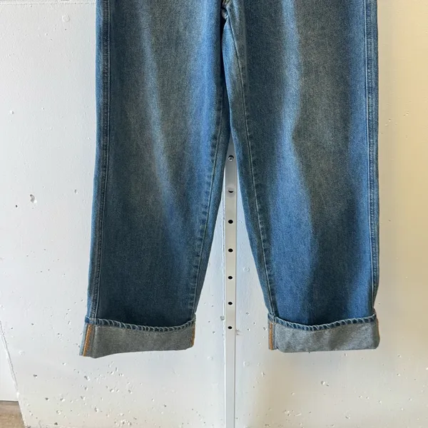 CIDER Women’s Baggy Jeans Straight Wide Leg High Waisted Fold Hem Denim Pants Sm - Image 4