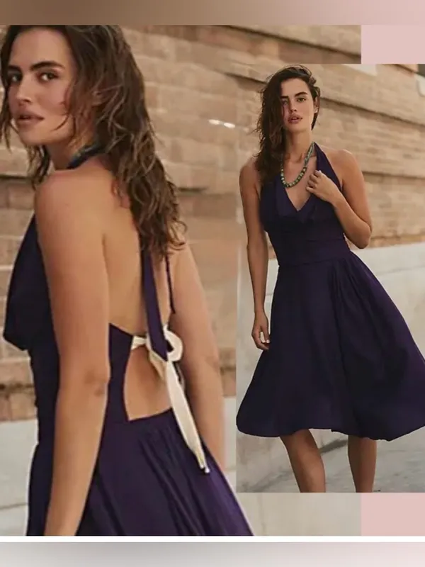 NWOT Free People Jayna midi dress halter Free-est Linen blend Dusty Plum M - Image 3