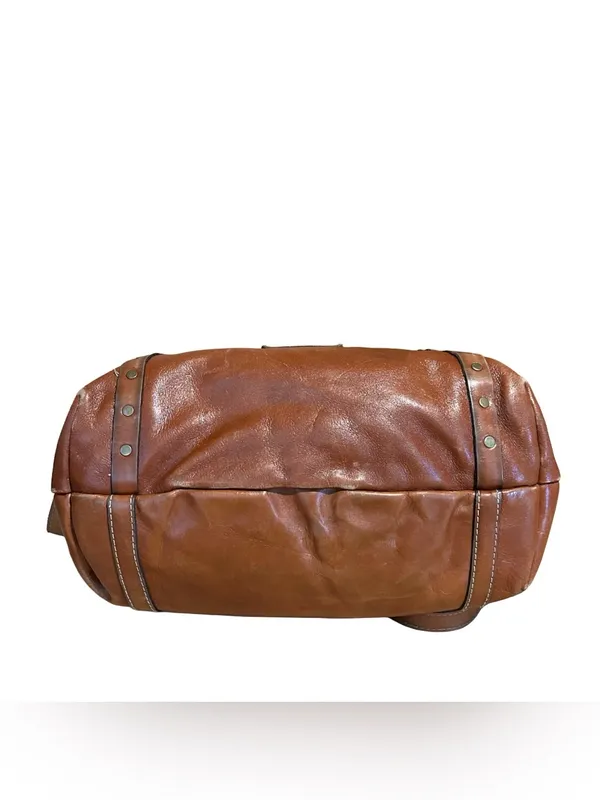 Patricia Nash Cognac Brown Leather Benvenuto Large Shoulder Bag - Image 6