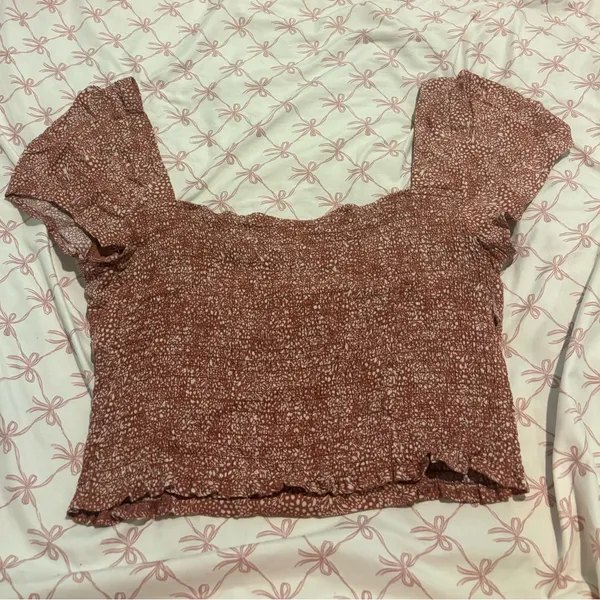 URBAN Romantics Brown Patterned Crop Top - Image 2