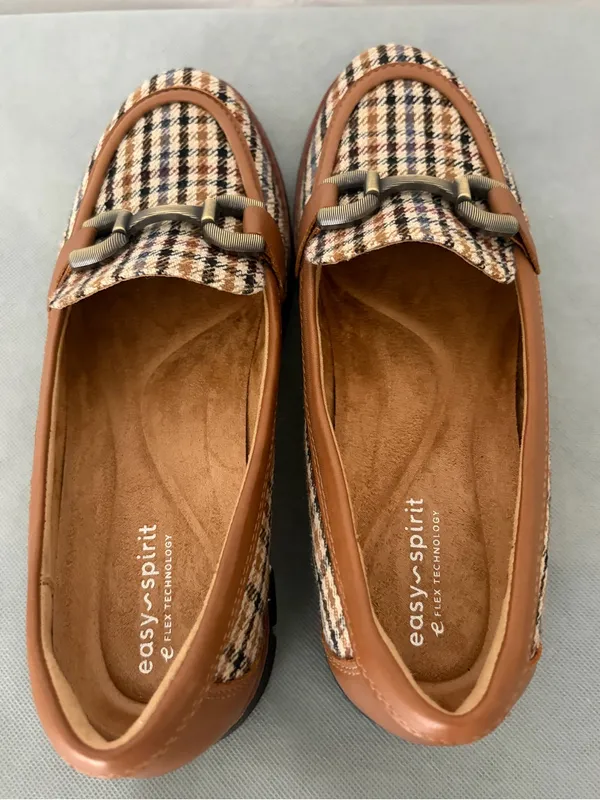 Easy Spirit Women’s size 7.5M Plaid Loafers Buckle Platform (B206) - Image 14