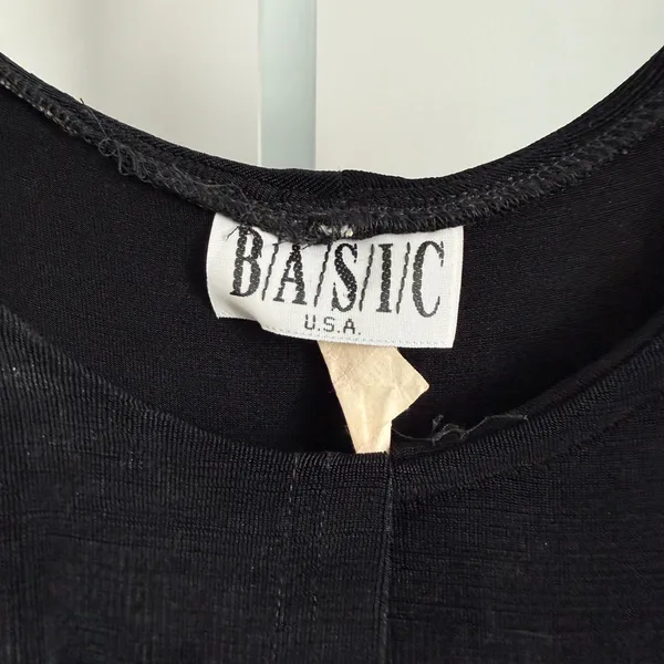 VTG‎ BASIC USA sz M Black Long Sleeve Ruffle Neck Maxi Dress Witchy Whimsygoth - Image 5