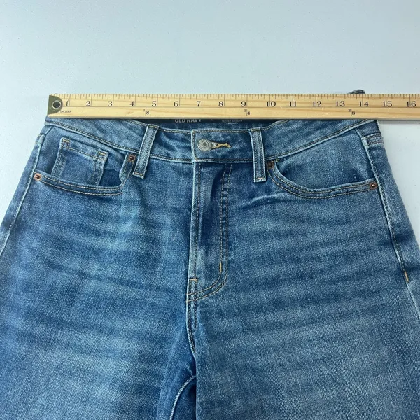 Old Navy High Waisted OG Loose Jeans Womens‎ 2 Blue Denim Whiskered Mid Rise - Image 9