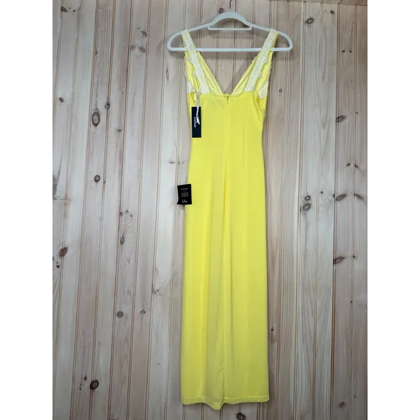 NWT Lulus Ray of Charm Yellow Mesh Lace Sleeveless Midi Dress Romantic Size XS - Image 5
