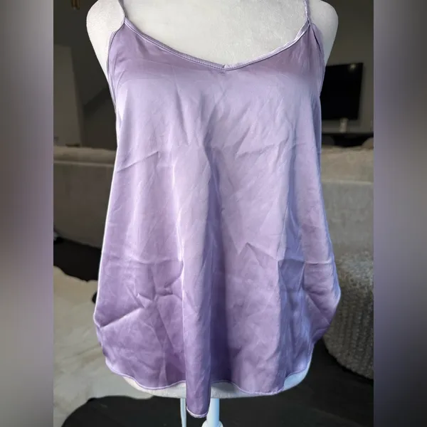 Lavender Spaghetti Strap Satin Sleep Top Purple Size M - Image 2