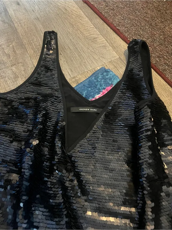 Andrew Marc black full sequin mini dress s/m - Image 8
