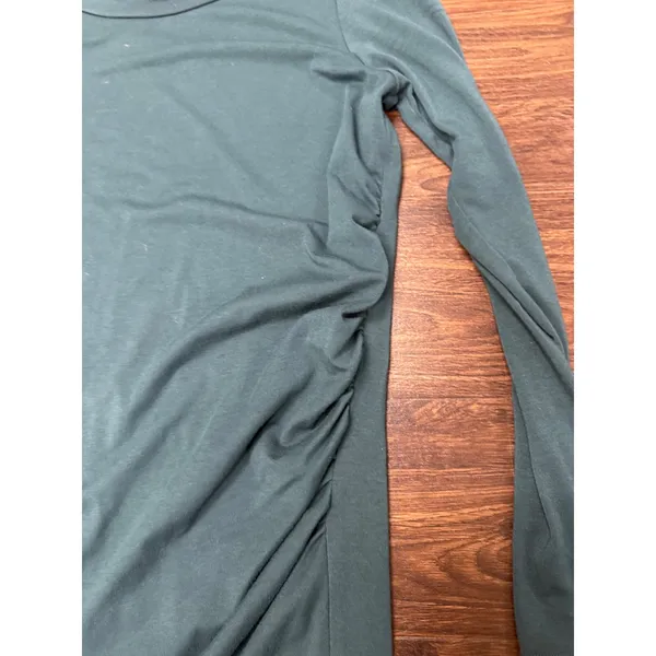VICI Long Sleeve Side-Ruched Asymmetric Tulip Hem Dress – Dark Green (Medium) - Image 2