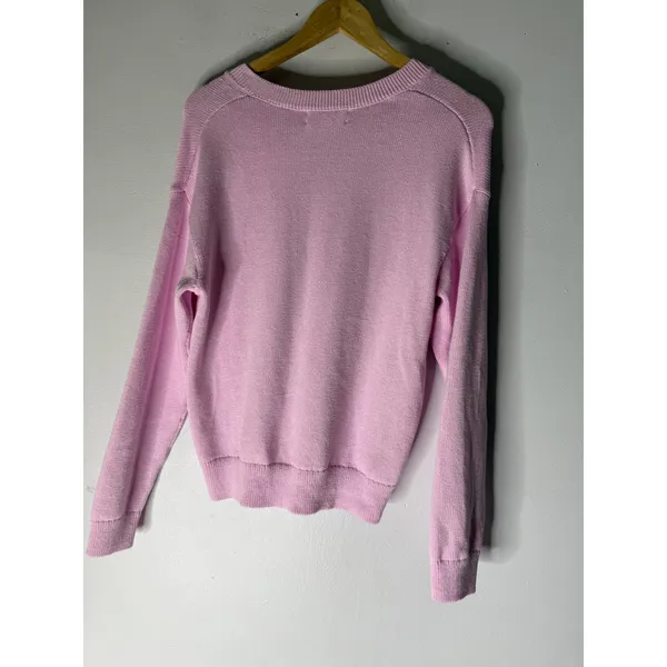 Banana‎ republic v neck cotton blend knit sweater pink size medium - Image 2