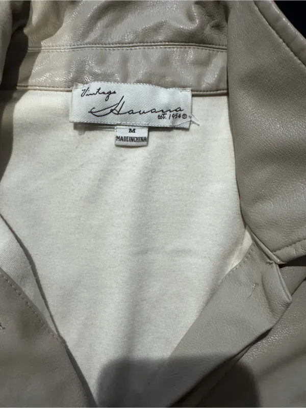 Vintage Havana Taupe Faux Leather Button-Front Jacket - Image 3
