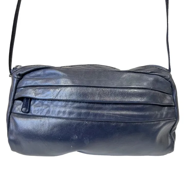 Vintage 70’s Excel Dark Blue Leather Crossbody Bag - Image 2