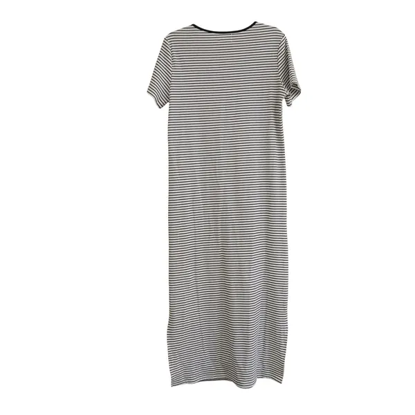 Things Between Maxi Dress Navy White Striped Ribbed Scoop Neck Minimalist Casual - Image 7