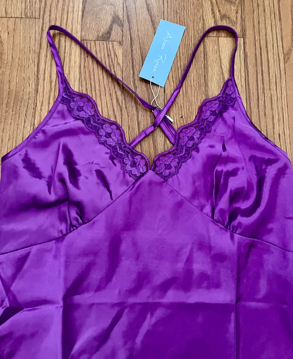 Purple Satin Nightgown Slip Dress - Image 2
